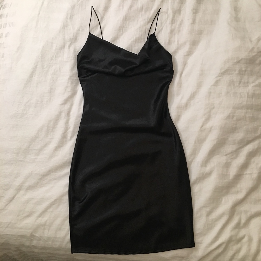 Black Satin Bodycon dress